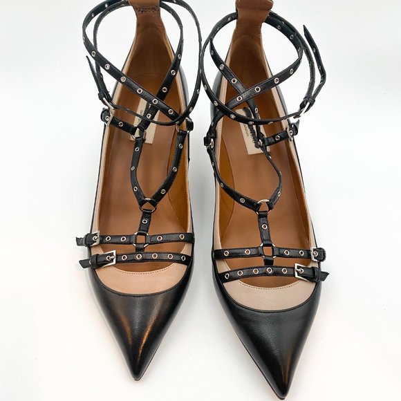 NIB Valentino Love Latch Eyelet Gladiators Strappy rockstud  Valentino Garavani love latch eyelet leather pumps